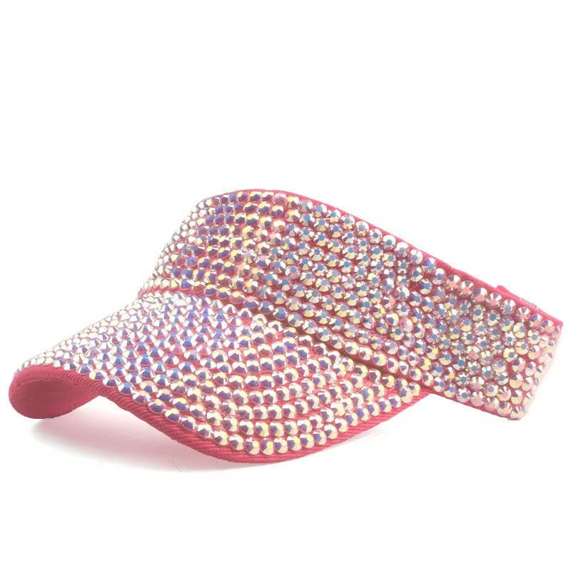 Rhinestones Sport Sun Visor Adjustable Summer Cap Visor Caps for Women Pink(120)